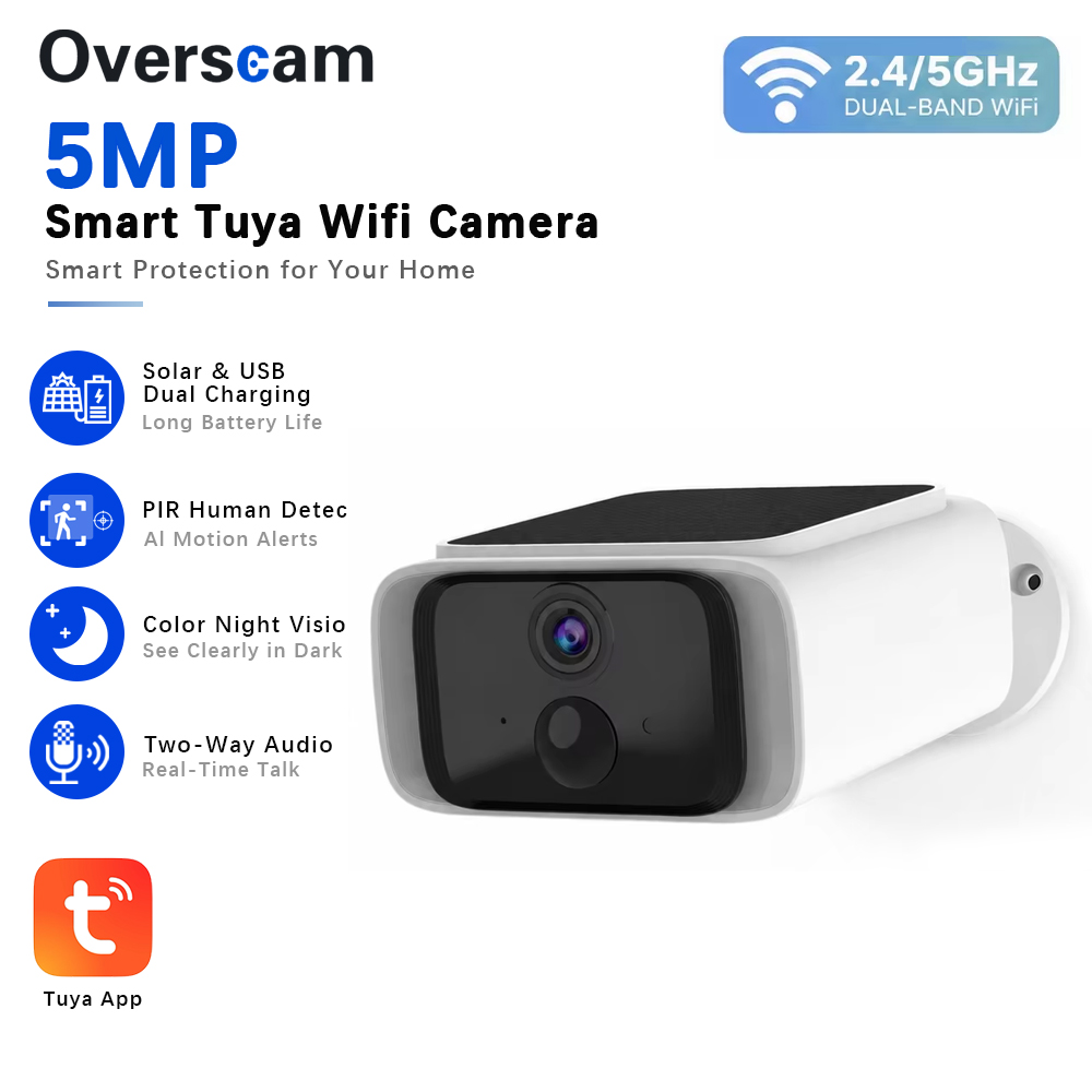 Home Security Systems Wireless - Kamera Keamanan Tenaga Surya Tuya 5MP