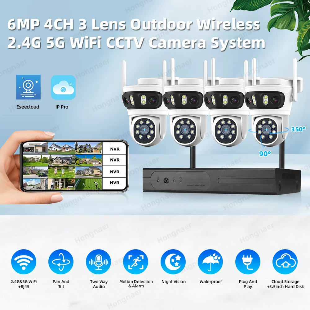 2026 Hongnaer 6MP 4CH 3 Lensa  - Home Security And Camera Systems ulasan dan harga