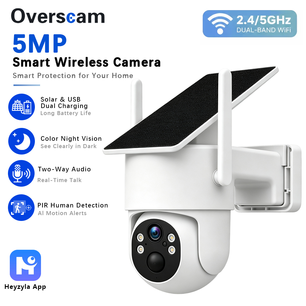 Kamera PTZ Tenaga Surya 5MP Un - Home Security Wireless Cameras ulasan dan harga