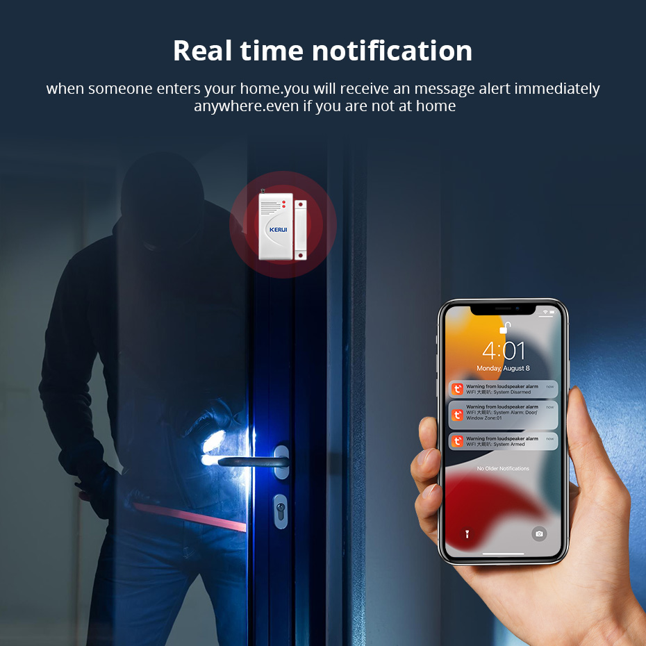 KERUI Tuya Sensor pintu gerak  - Home Zone Security App ulasan dan harga