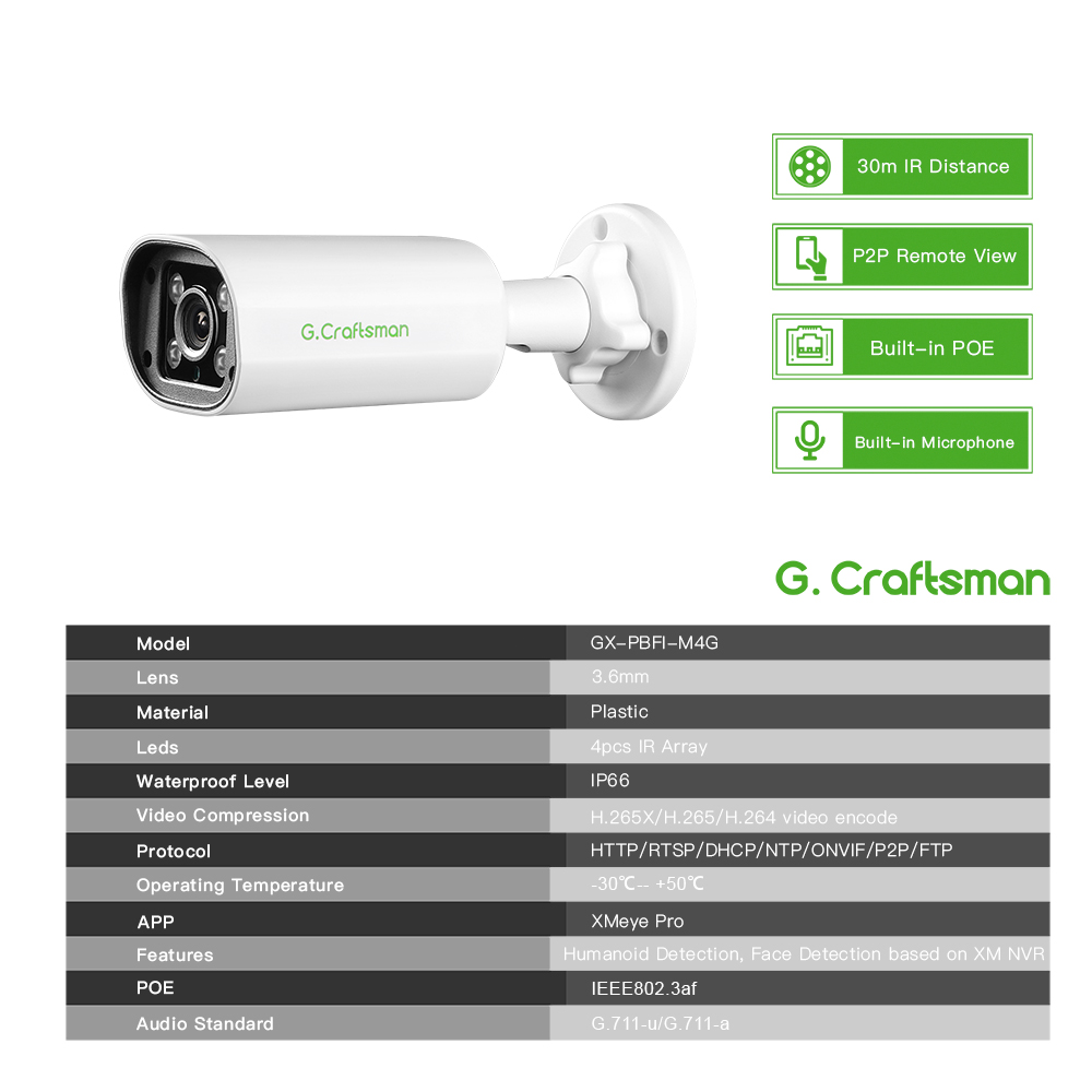 Kamera IP POE C GC PB 4MP, Mik - Home Security Home Assistant ulasan dan harga